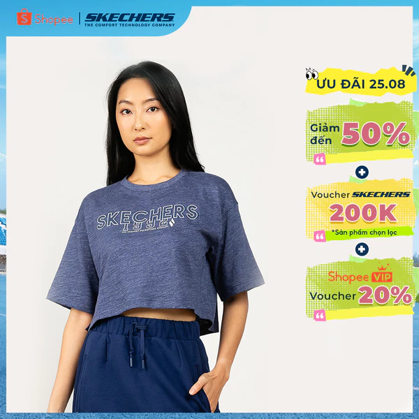 Áo Thun Tay Ngắn Nữ Skechers Skechers Authentic - Iconic Short Sleeve Tee - SL425W466-NVM1