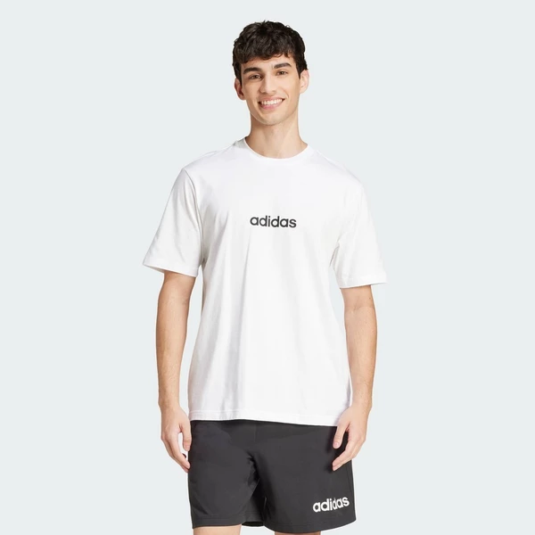 adidas Phong cách sống Áo Thun Single Jersey Linear Essentials Nam trắng JE9000