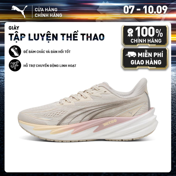 Giày Chạy Bộ PUMA Nữ Velocity NITRO 5 Wns Alpine Snow-Misty Pink Màu Trắng