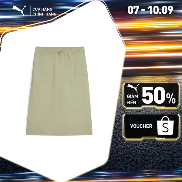 Váy Thể Thao PUMA Nữ HER Woven High-Waist Skirt Lux Army Màu Xanh Lá