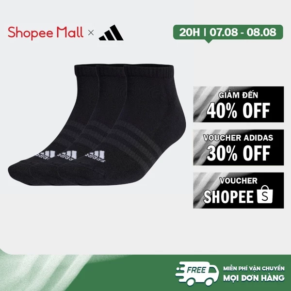 [Duy nhất 8.8 - VOUCHER 30%]adidas Phong cách sống & Bóng rổ & Bóng lưới Bộ 3 Đôi Tất Cổ Thấp Lót Đệm Unisex Đen IC1332