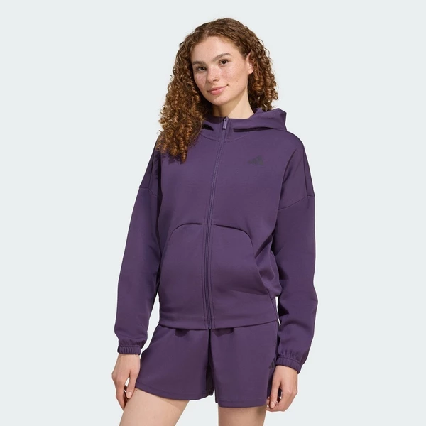 adidas Phong cách sống Áo Hoodie Khóa Kéo Dọc Thân Logo Nhỏ Future Icons Nữ Màu tím JX0441