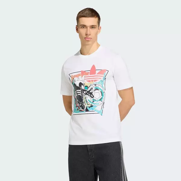 adidas Phong cách sống Áo Thun Archive Anime Football Graphic Nam trắng KD3826