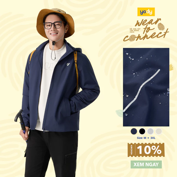 Áo khoác gió nam Yody 3C Promax cản gió cản bụi giữ ấm MCJA25F091