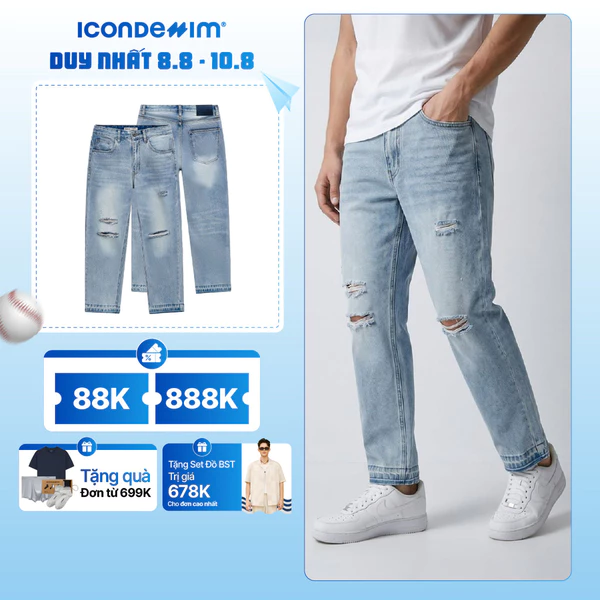 Quần Jeans Nam ICONDENIM Ống Suông Elevyn Form Straight QJID0272