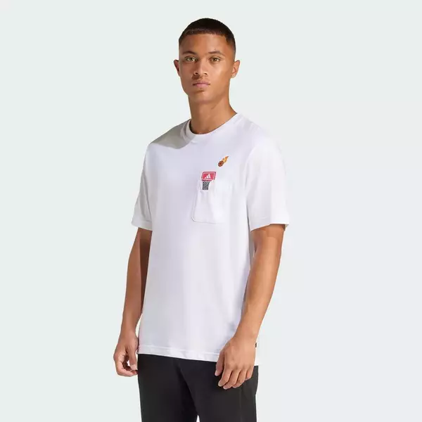 adidas Phong cách sống ÁO THUN GRAPHIC BÓNG RỔ THÊU MINI Nam trắng KB2527
