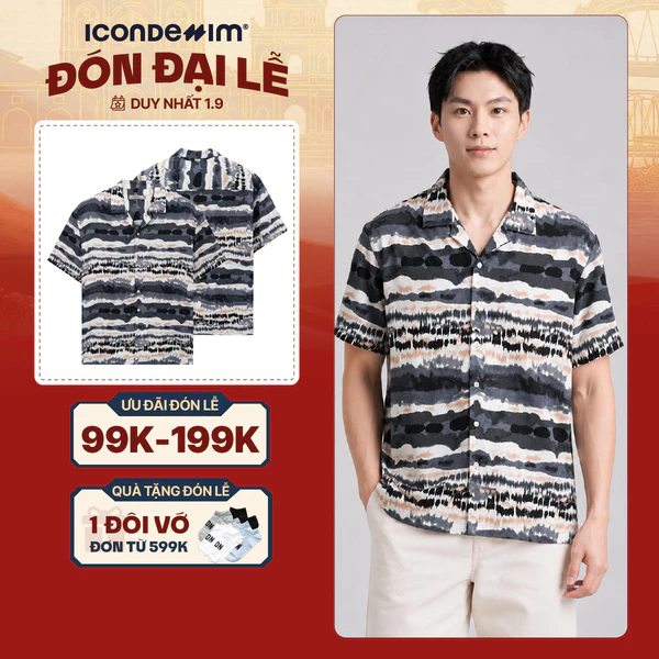 Áo Sơ Mi Nam ICONDENIM Tay Ngắn Sandstorm Form Relaxed SMID0393
