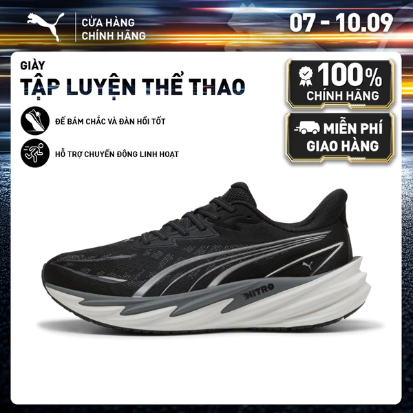 Giày Chạy Bộ PUMA Nam Velocity NITRO 5 Black-Cool Dark Gray Màu Đen