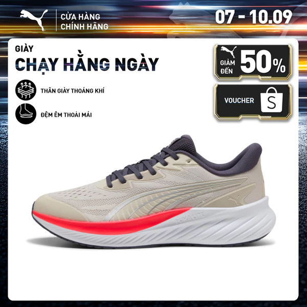 Giày Chạy Bộ PUMA Unisex Pounce Lite 2 Engineered Silver Fog-Inky Depths-Ultra Red Màu Be