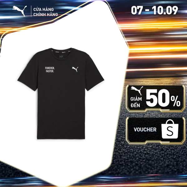Áo Thun Chạy Bộ PUMA Nam RUN FAV CAT GRAPHIC TEE Black Màu Đen