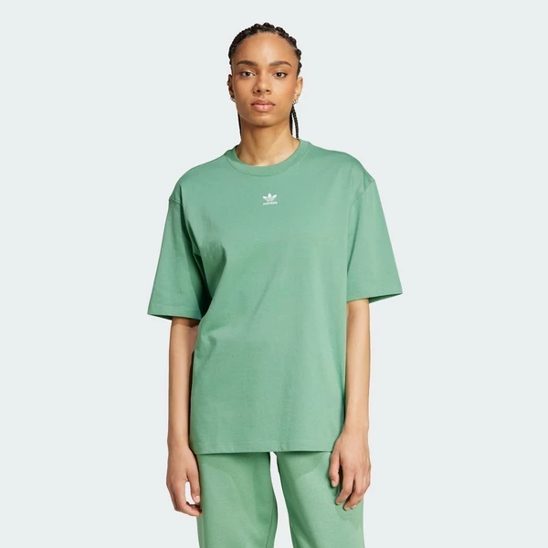 adidas Phong cách sống Áo Thun Essentials Boyfriend Nữ màu xanh lá IY7323