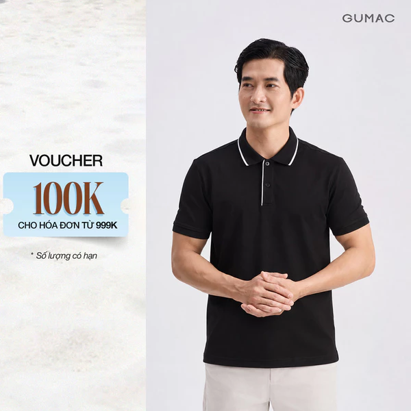 Áo Polo Nam GUMAC Form Cơ Bản Cổ Polo Tay Ngắn Cổ Phối Viền Nẹp Nút Thanh Lịch Bo Tay Cơ Bản PLNF03015