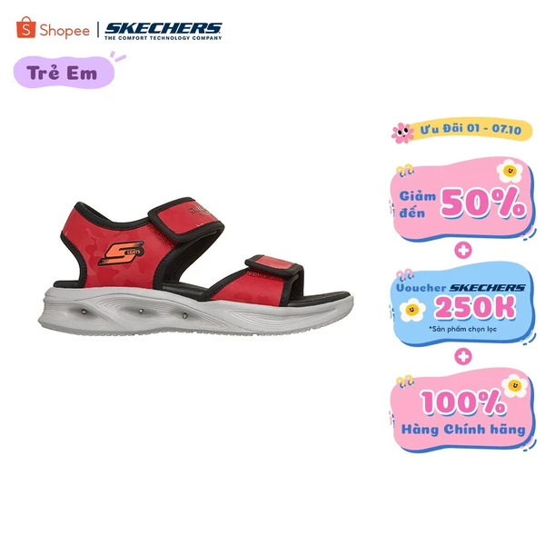 Xăng Đan/Dép Bé Trai Skechers S-Lights Sola Glow Sandal Camo Brights Thường Ngày - 407010L-RDBK