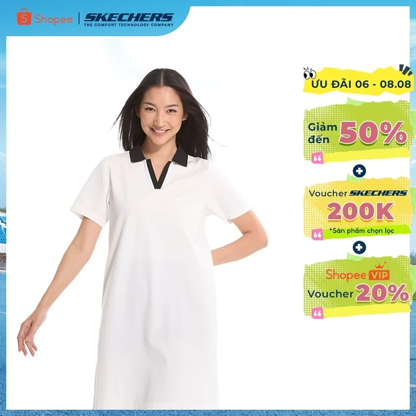 Short Sleeve Polo Dress Nữ Skechers LifestylePhysicalAcademiaCollectionTrendy Polo Dress-L125W038-0018 Online Sale