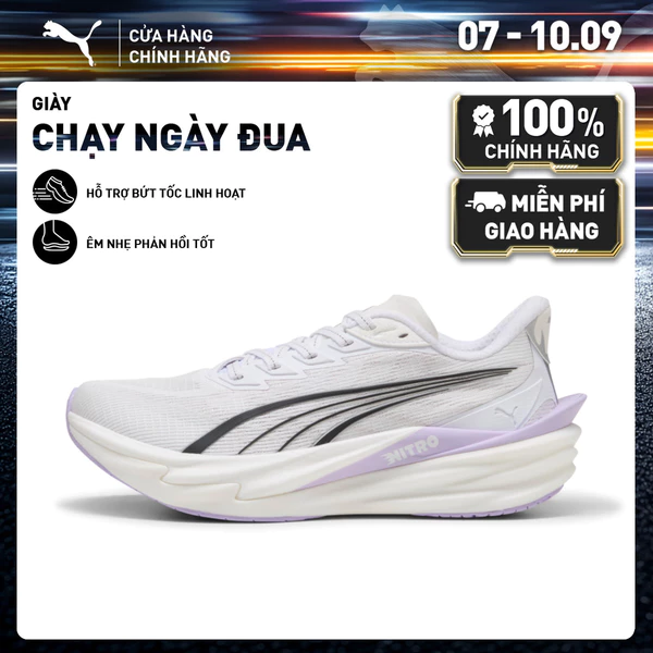 Giày Chạy Bộ PUMA Nữ Deviate NITRO 4 Wns White-Light Lavender Màu Trắng