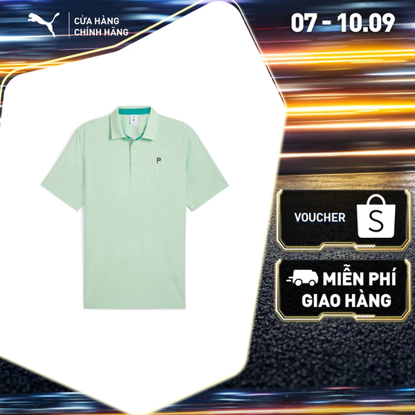 Áo Thun Thể Thao Golf PUMA Nam x PTC JACQUARD POLO Fresh Mint Màu Xanh Lá