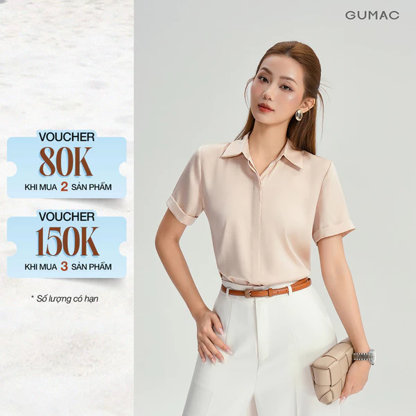 [MUA 2 GIẢM 80K] Áo Sơ Mi Nữ GUMAC Công Sở Tay Ngắn Nẹp Giấu Nút Đứng Form Chất Lụa Dày Dặn Cao Cấp LAF0339