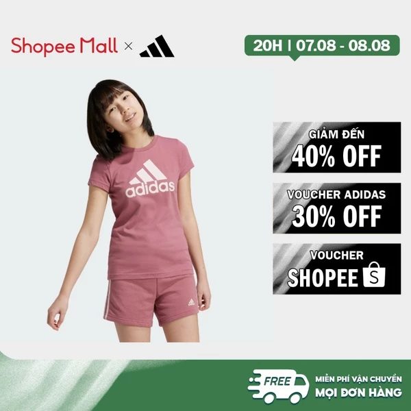 [Duy nhất 8.8 - VOUCHER 30%]adidas Phong cách sống Áo Thun Cotton Logo Lớn Essentials Trẻ em Hồng IZ3470