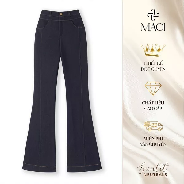 Quần Denim Ống Loe Diễu Chỉ MACI MCQQJXD0300 Thời Trang Nữ Thiết Kế Độc Quyền