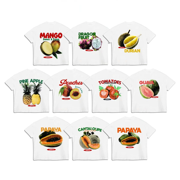 TheGlam CHÍNH HÃNG - Áo Thun Trắng Form Boxy "FRUIT GARDEN COLLECTION" UNISEX BST Áo Hè Trái Cây - TS01