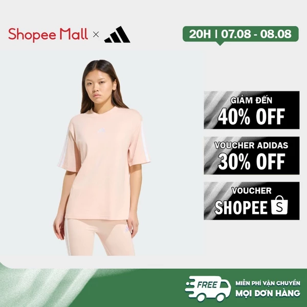 [Duy nhất 8.8 - VOUCHER 30%]adidas Phong cách sống Áo Thun Boyfriend 3 Sọc Essentials Nữ Hồng KC5206