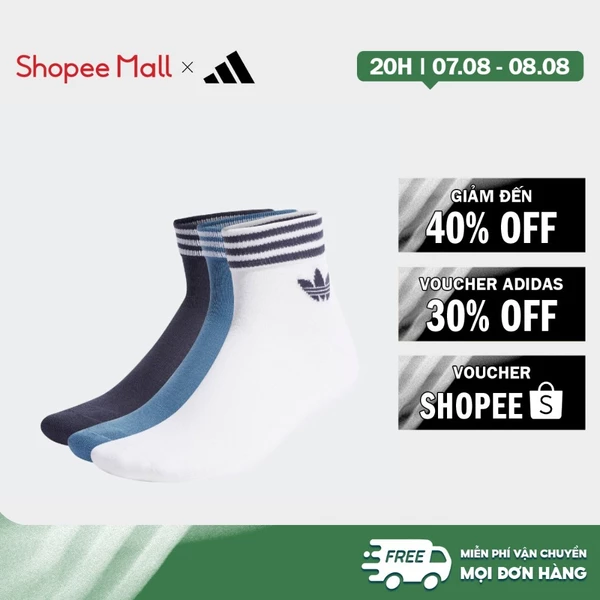 [Duy nhất 8.8 - VOUCHER 30%]adidas Phong cách sống Tất Trefoil cao đến cổ chân 3 đôi Unisex trắng HL1704