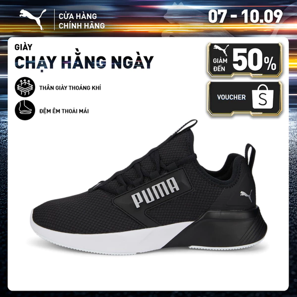 Giày Chạy Bộ PUMA Nữ Retaliate Mesh WNS Black-Metallic Silver Màu Đen