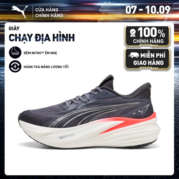 Giày Chạy Bộ PUMA Nam MagMax NITRO 2 Inky Depths-Ultra Red Màu Xám
