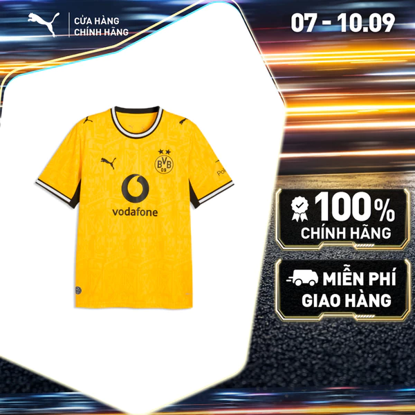 Áo Thun Thể Thao Đá Bóng PUMA Nam BVB Home Jersey Replica Faster Yellow-Black Màu Vàng