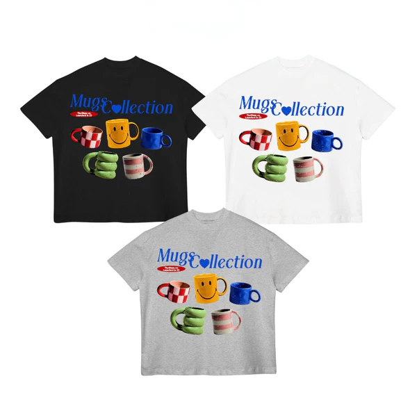 TheGlam CHÍNH HÃNG - Áo Thun Form Boxy UNISEX "MUGS" - Màu Trắng/Đen/Xám - TS04-06