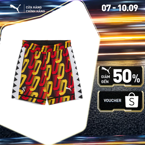 Quần Đùi Thể Thao PUMA Nam Scoot Tra AOP All Jaws Short Black-AOP Màu Đen