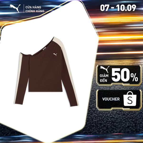 Áo Thun Thời Trang PUMA Nữ T7 Asymmetric Longsleeve Chocolate Brown Màu Nâu