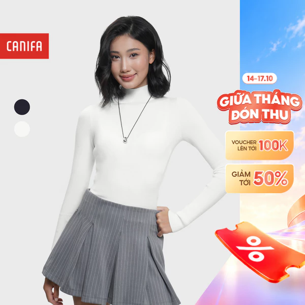 Áo len nữ CANIFA cổ cao dài tay dáng ôm 6TE25W003