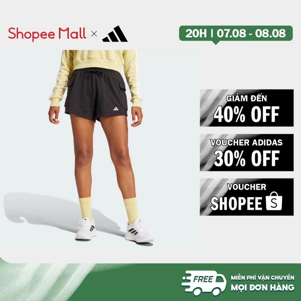 [Duy nhất 8.8 - VOUCHER 30%]adidas Phong cách sống Quần Short Túi Hộp Vải Thun Da Cá Logo Nhỏ Essentials Nữ Đen JD9944