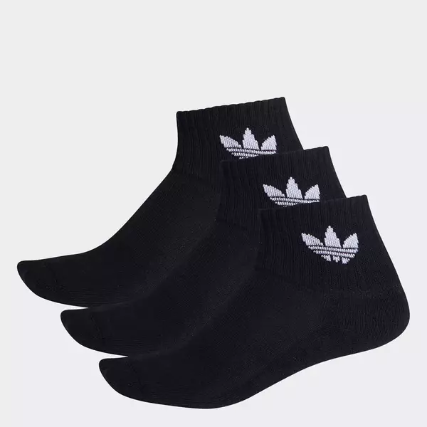 adidas Phong cách sống Bộ 3 đôi tất cổ trung Unisex Đen FM0643