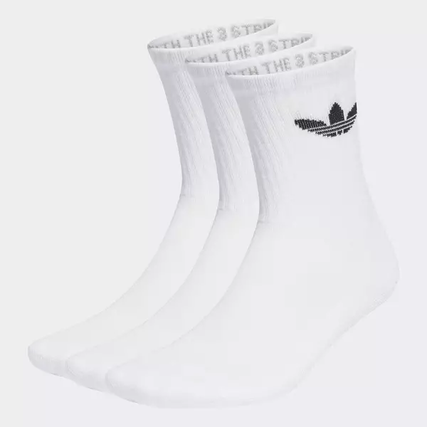 adidas Phong cách sống Bộ 3 Đôi Tất Cổ Cao Lót Đệm Ba Lá Unisex trắng IJ5616