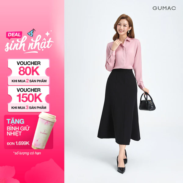 Chân Váy Đuôi Cá Nữ GUMAC Chân Váy Công Sở Dáng Dài Lưng Cao Xòe Nhẹ Nhàng LVF1014 - LVG0406