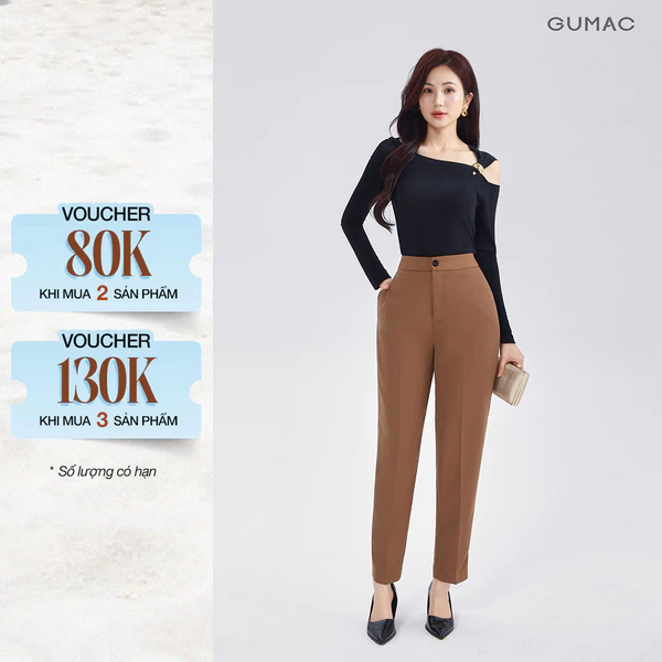 [MUA 2 GIẢM 80K] Quần Baggy Nữ 91cm GUMAC Quần Tây Ống Đứng Lưng Cao Bigsize Công Sở Chất Tuyết Mưa Cạp Cao LQF0110