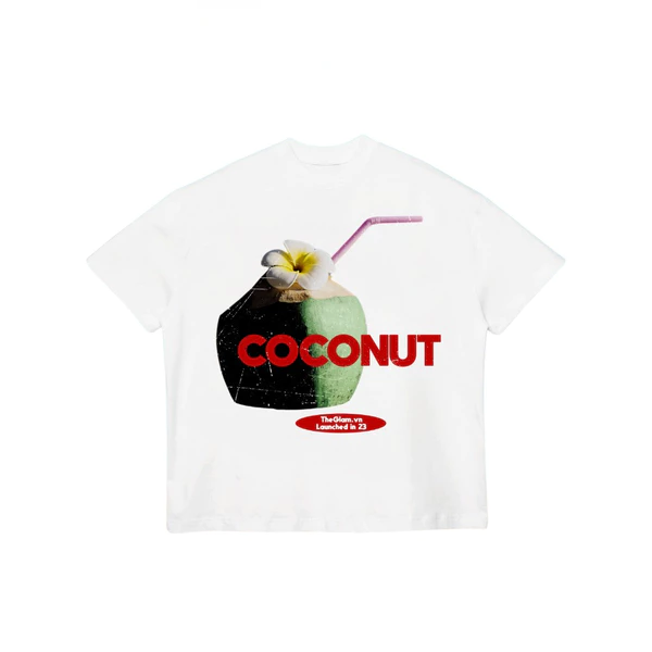 TheGlam CHÍNH HÃNG - Áo thun Trắng "DỪA" UNISEX Form Boxy - Áo Thun Coconut - TS02-05