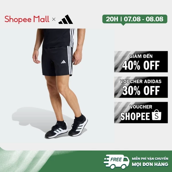 [Duy nhất 8.8 - VOUCHER 30%]adidas Gym & Training QUẦN SHORT DỆT CƠ BẢN 3 GẠCH WORKOUT ESSENTIALS Nam Đen KA3521