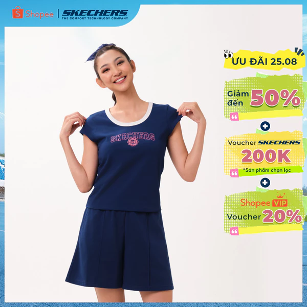 Áo Thun Tay Ngắn Nữ Skechers Skechers Authentic Iconic Short Sleeve Tee-SL226W177-00U6