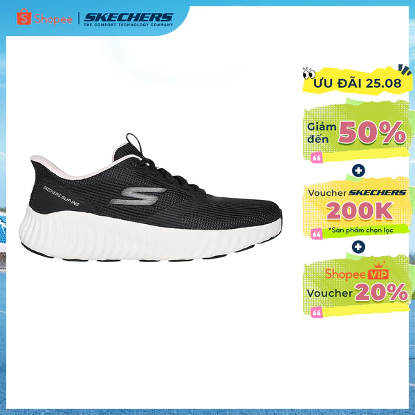 Giày Thể Thao Nữ Skechers Slip-ins GOrun Now Stover Chạy Bộ Tập luyện-129370-BKLP Air-Cooled Goga Mat Online Sale
