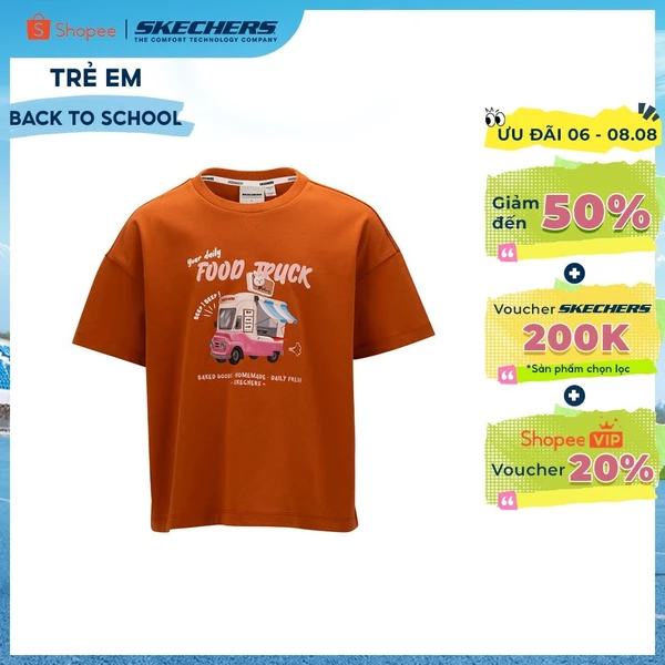 Áo Thun Tay Ngắn Bé Gái Skechers Food Truck Short Sleeve Tee - SL125G074-BRN1 Online Sale