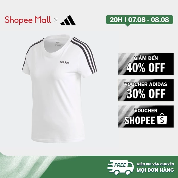 [Duy nhất 8.8 - VOUCHER 30%]adidas Phong cách sống Áo Thun 3 Sọc Essentials Nữ trắng GH7887