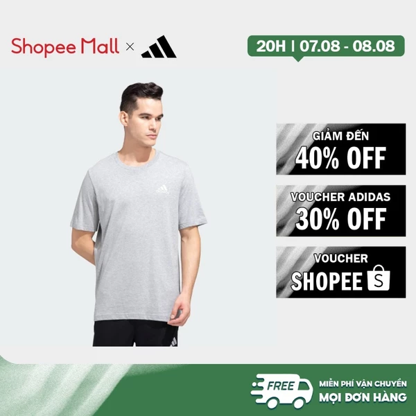 [Duy nhất 8.8 - VOUCHER 30%]adidas Phong cách sống Áo Thun Thêu Logo Nhỏ Essentials Nam Xám GK9641