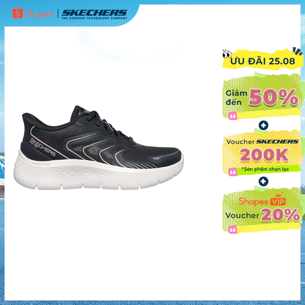 Giày Thể Thao Nữ Skechers Slip-Ins GOwalk Flex Farrah Đi Bộ - 125509-BKRG Air-Cooled Memory Foam