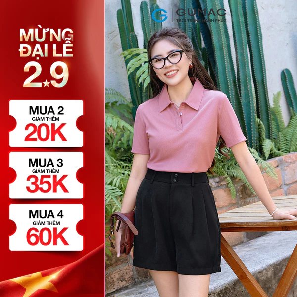 Áo Polo Nữ Basic GUMAC Form Suông Tay Ngắn Thanh Lịch Thoải Mái PLF03003