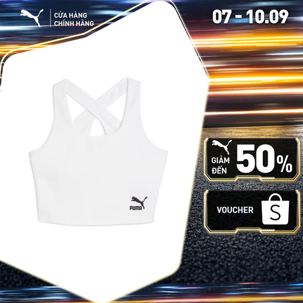 Áo Thun Thời Trang PUMA Nữ CLASSICS Crop Top White Màu Trắng