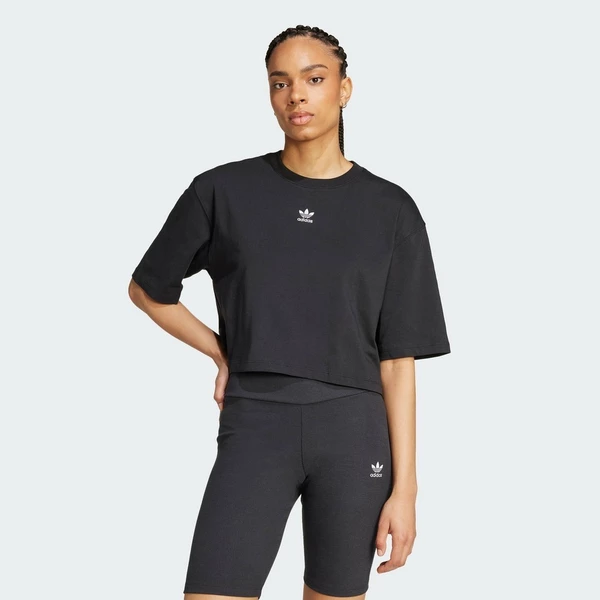 adidas Phong cách sống Áo Thun Lửng Essentials Nữ Đen IW5706