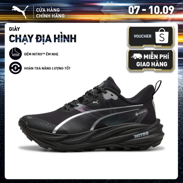 Giày Chạy Bộ PUMA Nữ Voyage NITRO 4 GTX Wns Black-Silver Màu Đen